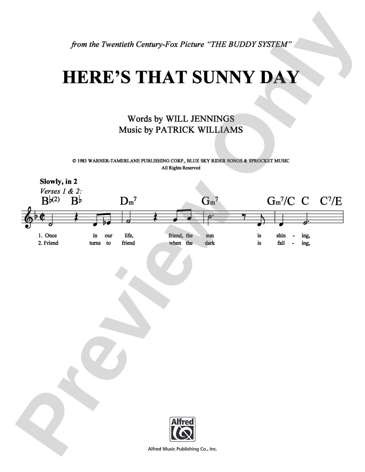 Here's That Sunny Day: Lead Sheet Digital Sheet Music