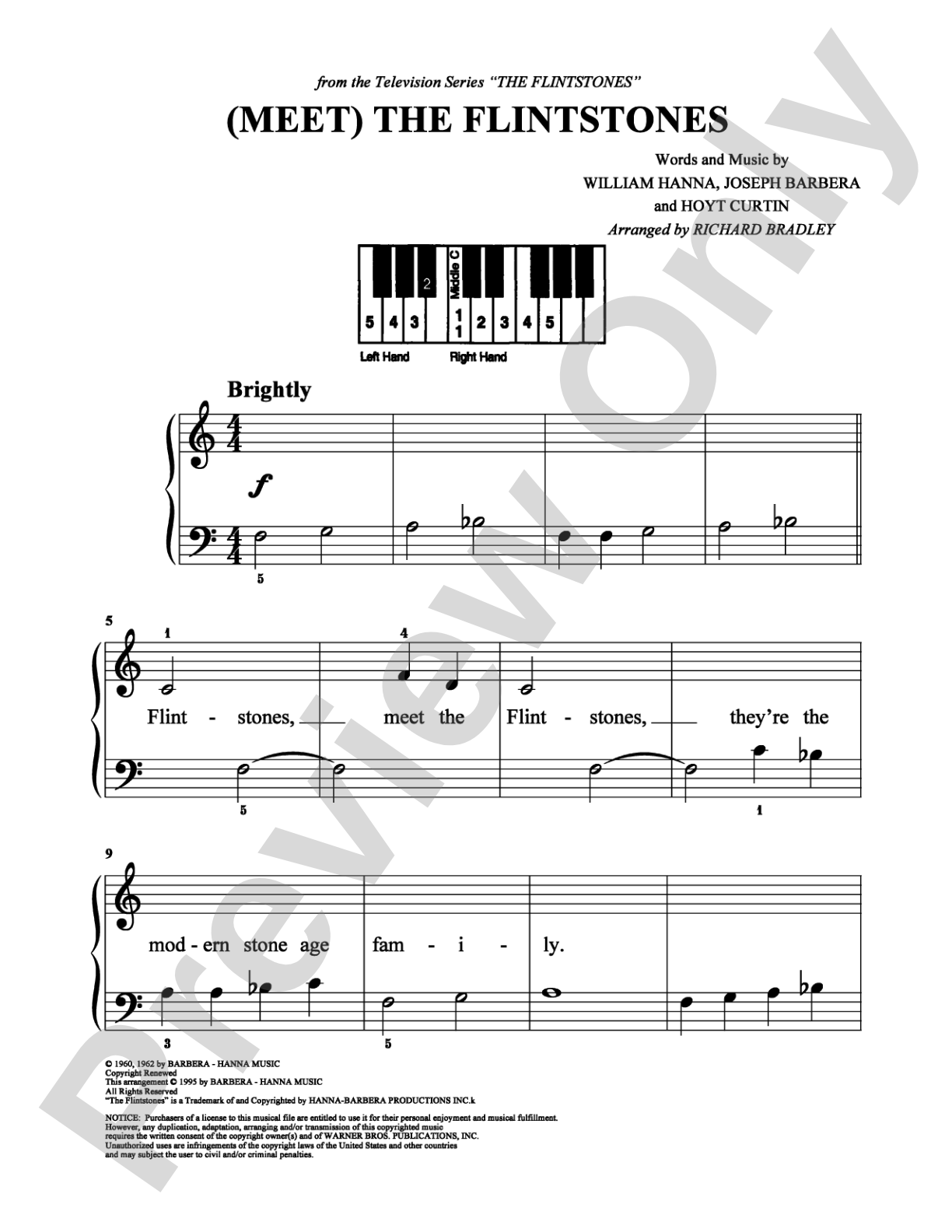 (Meet) The Flintstones: Easy Piano Digital Sheet Music