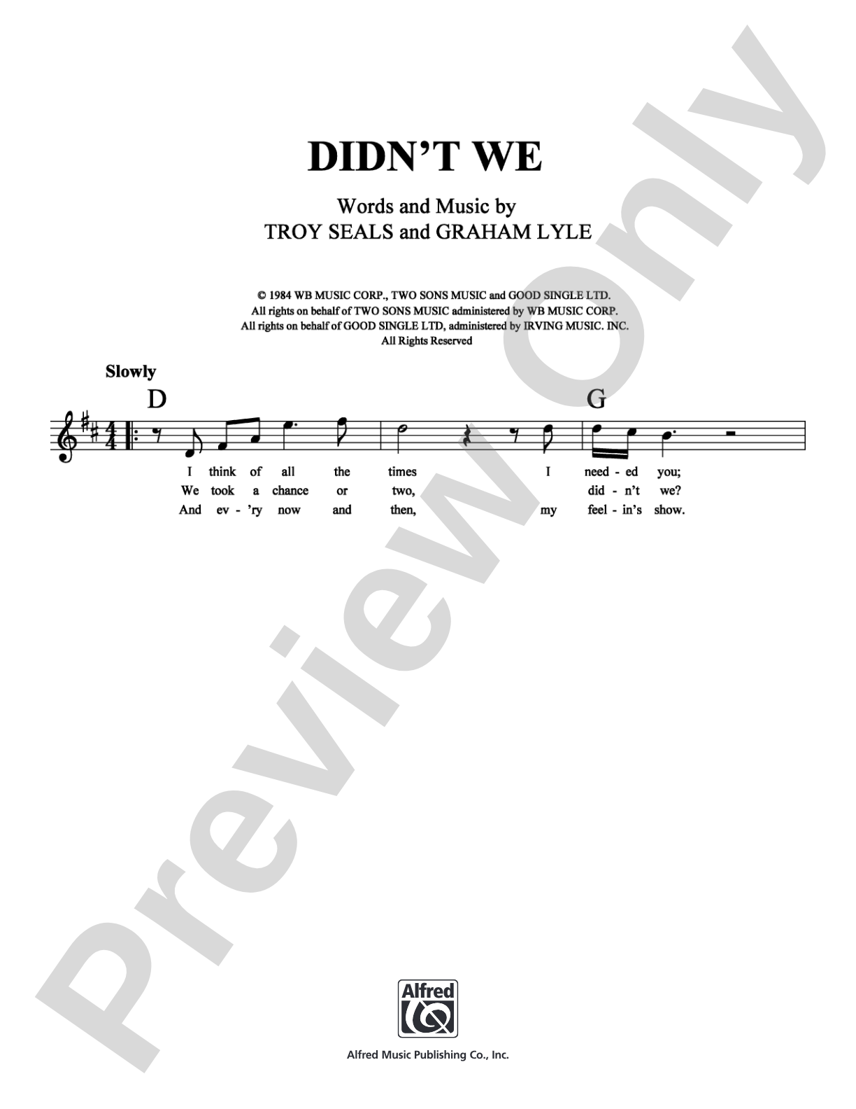 Didn't We: Lead Sheet Digital Sheet Music