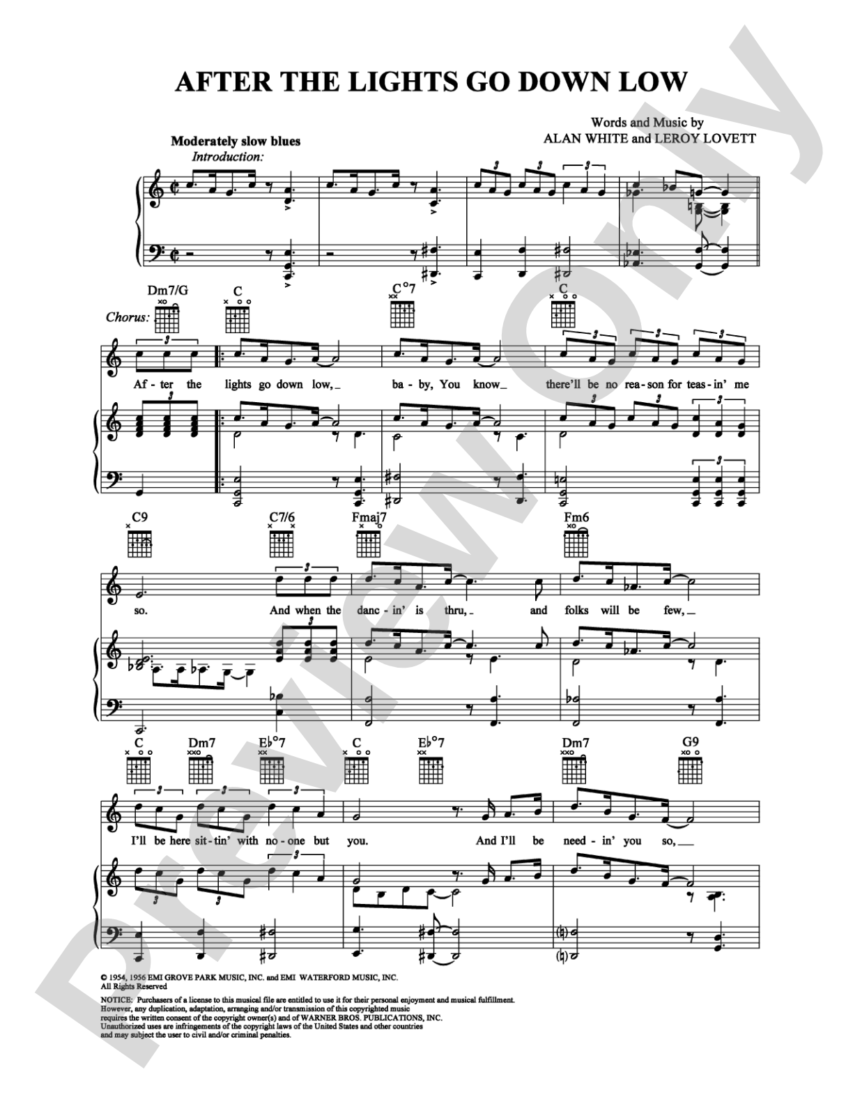 After the Lights Go Down Low: Piano/Vocal/Chords Digital Sheet Music