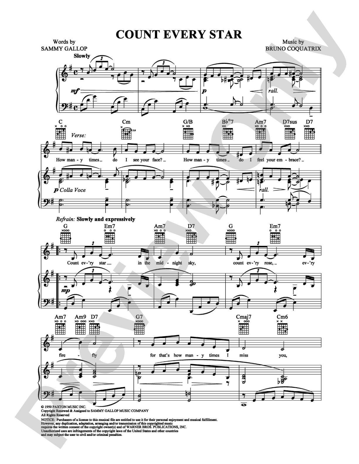 Count Every Star: Piano/Vocal/Chords Digital Sheet Music