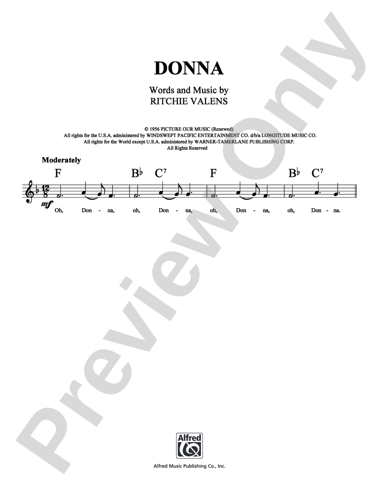 Donna: Lead Sheet Digital Sheet Music