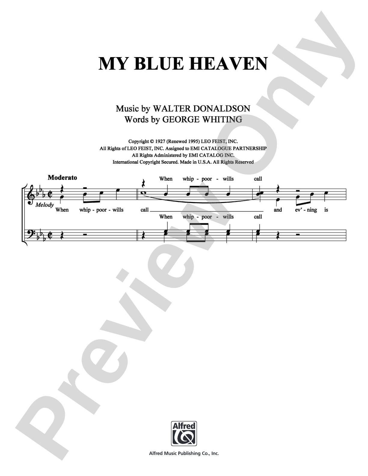 My Blue Heaven: Vocal Group Digital Sheet Music