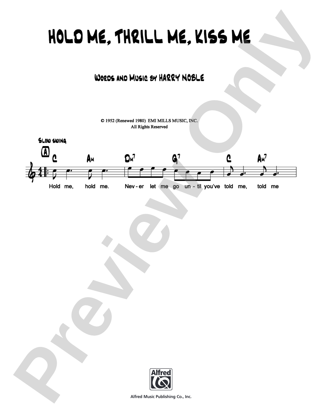 Hold Me, Thrill Me, Kiss Me: Lead Sheet Digital Sheet Music