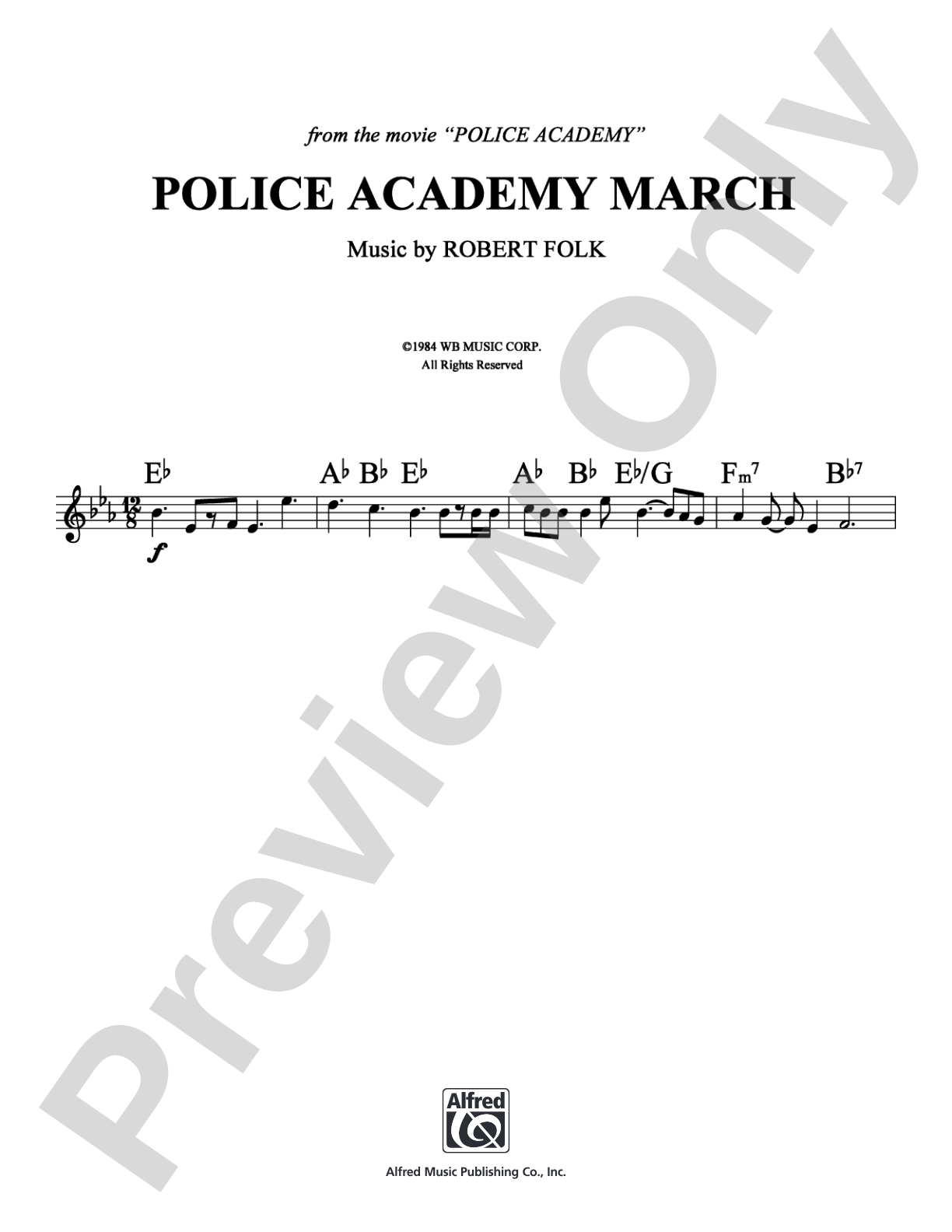 Police Academy March: Lead Sheet Digital Sheet Music
