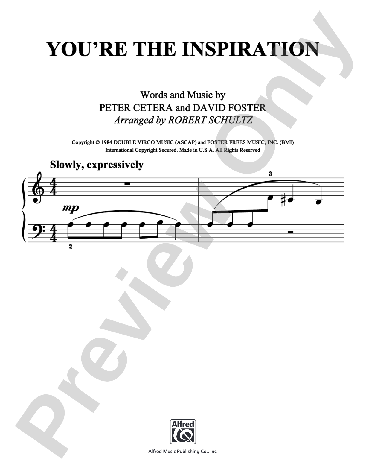 You're the Inspiration: Easy Piano Digital Sheet Music
