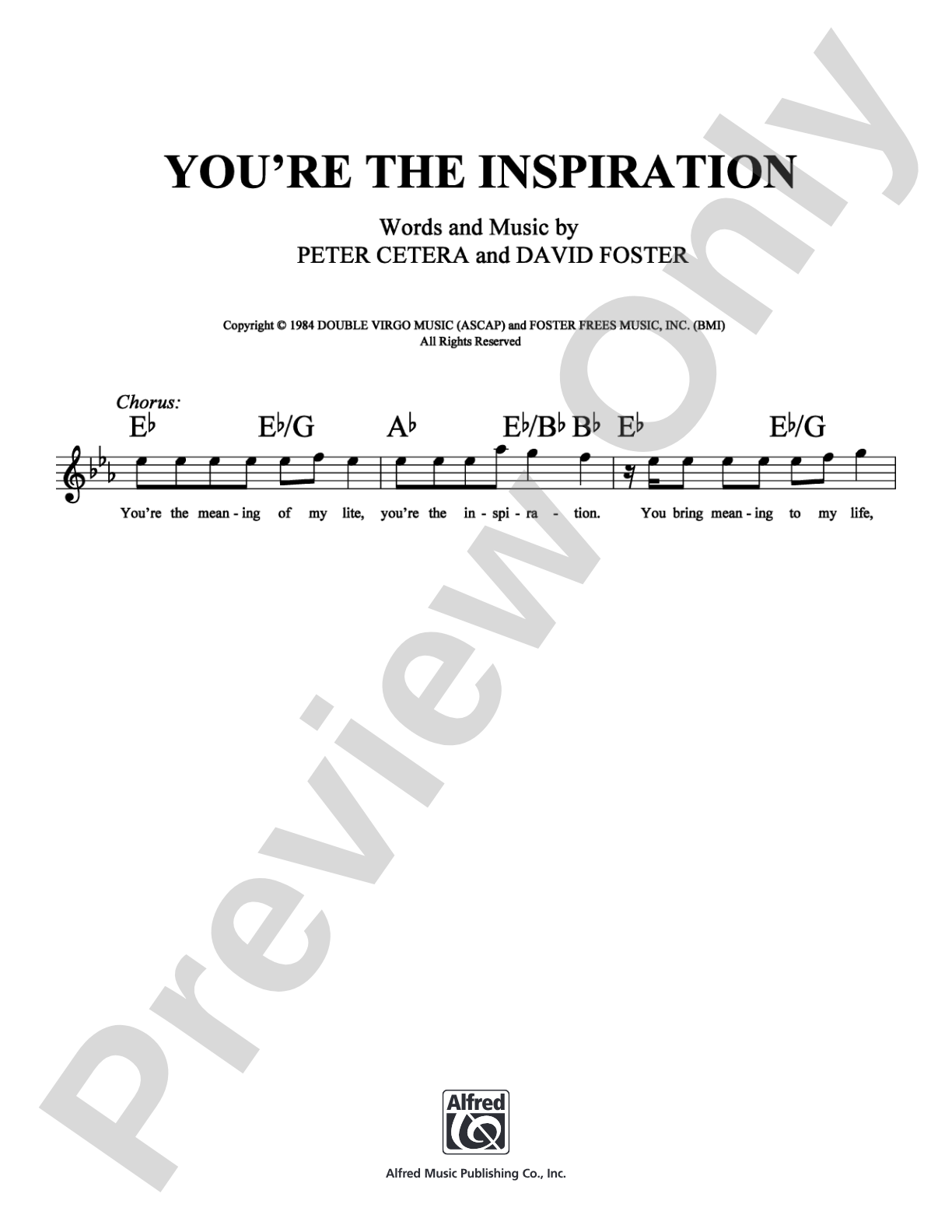 You're the Inspiration: Lead Sheet Digital Sheet Music