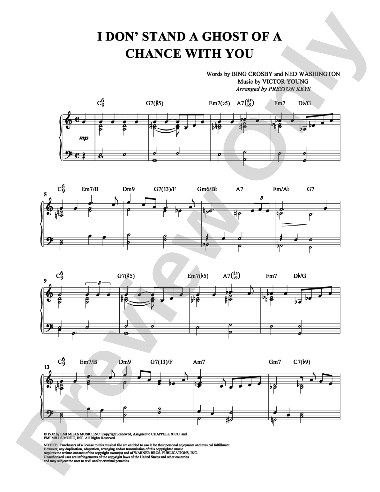 I Don't Stand a Ghost of a Chance With You: Piano Digital Sheet Music