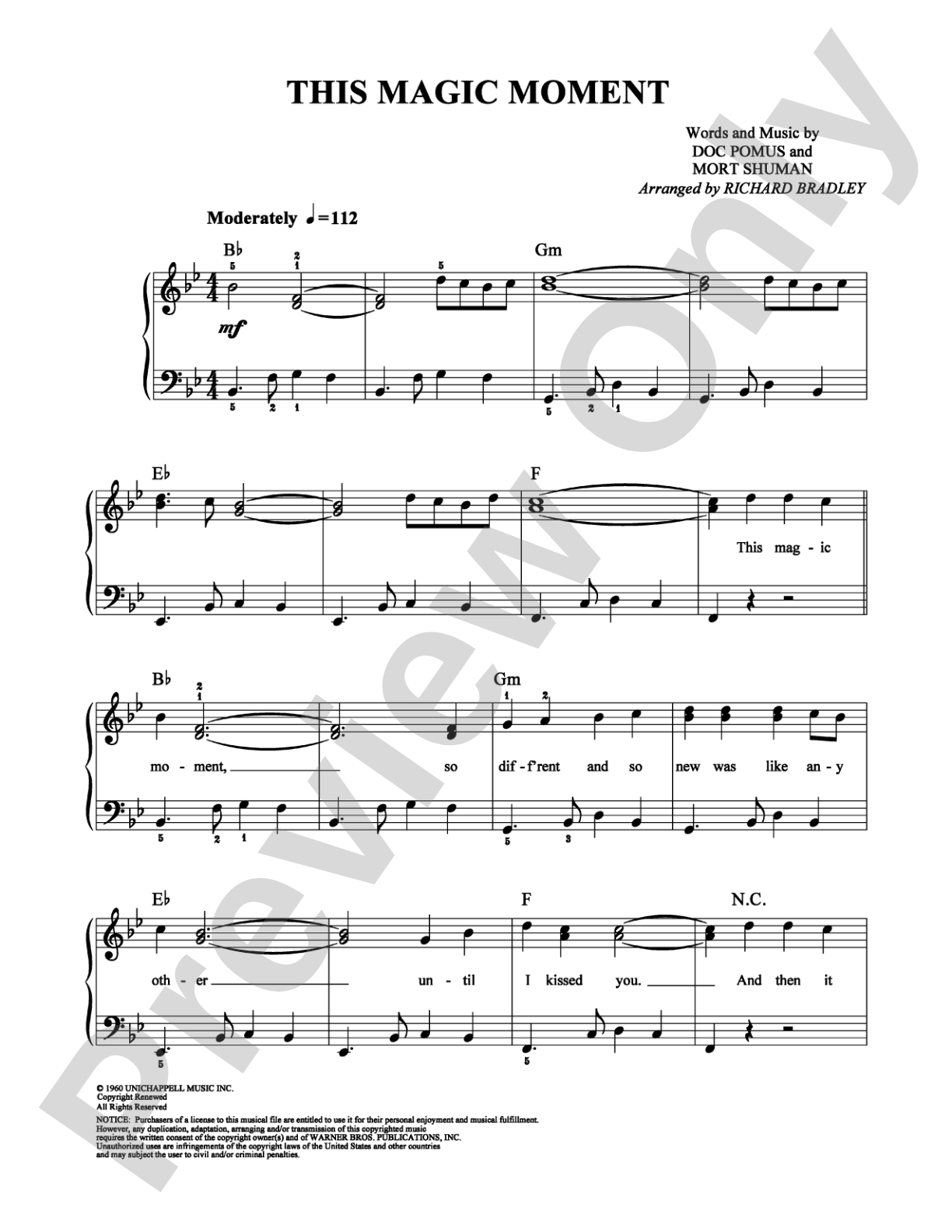 This Magic Moment: Easy Piano Digital Sheet Music