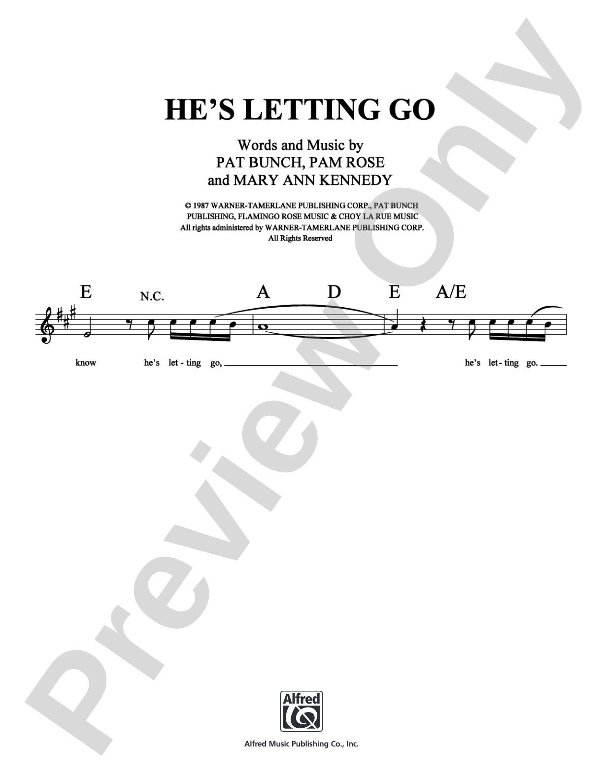 He's Letting Go: Lead Sheet Digital Sheet Music