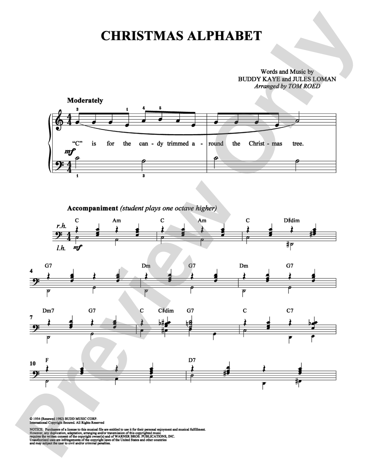 Christmas Alphabet: Easy Piano Digital Sheet Music