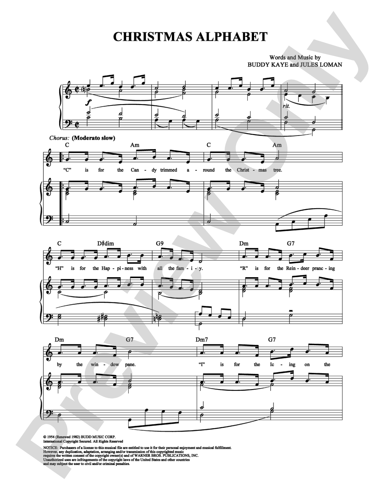 Christmas Alphabet: Piano/Vocal/Chords Digital Sheet Music