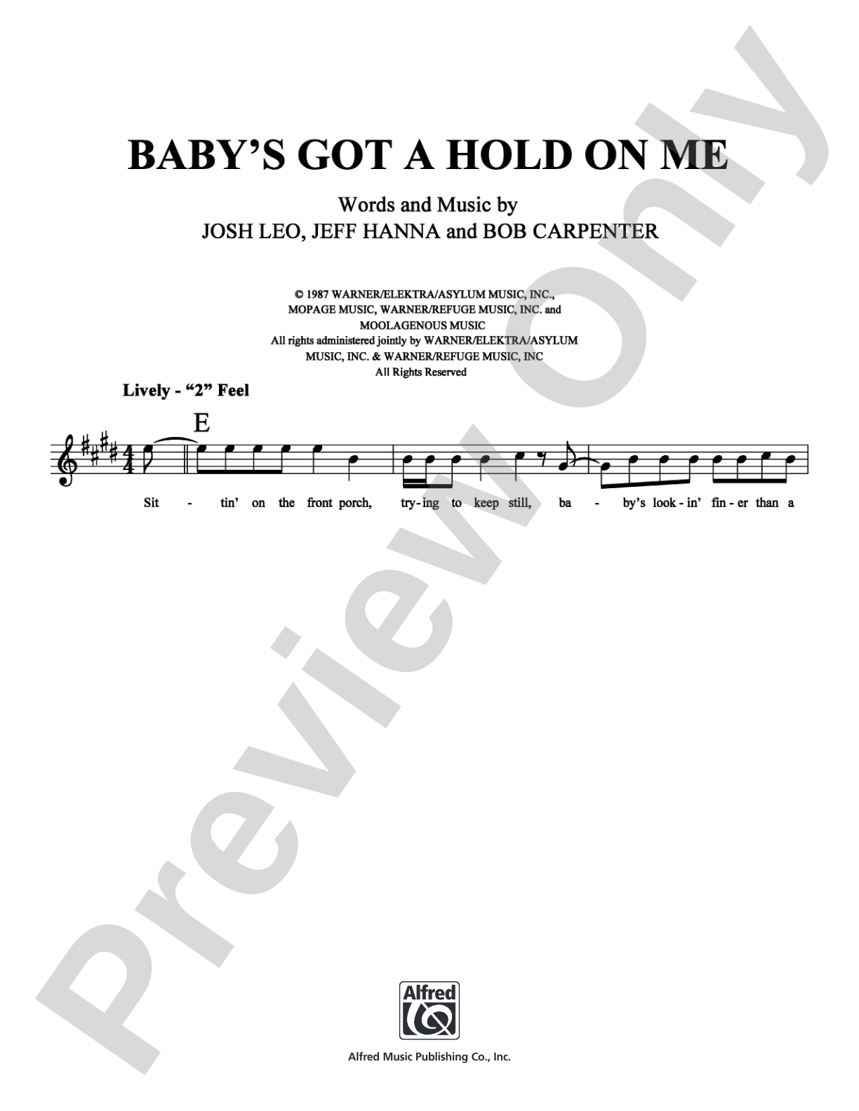 Baby's Got a Hold On Me: Lead Sheet Digital Sheet Music