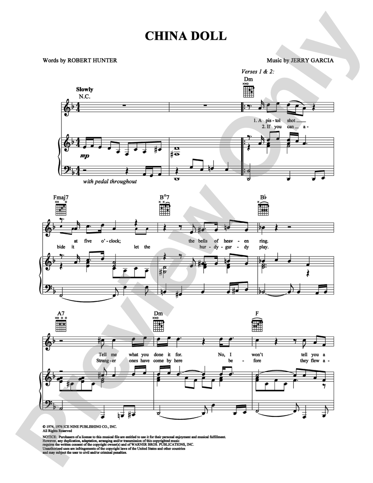 China Doll: Piano/Vocal/Chords Digital Sheet Music