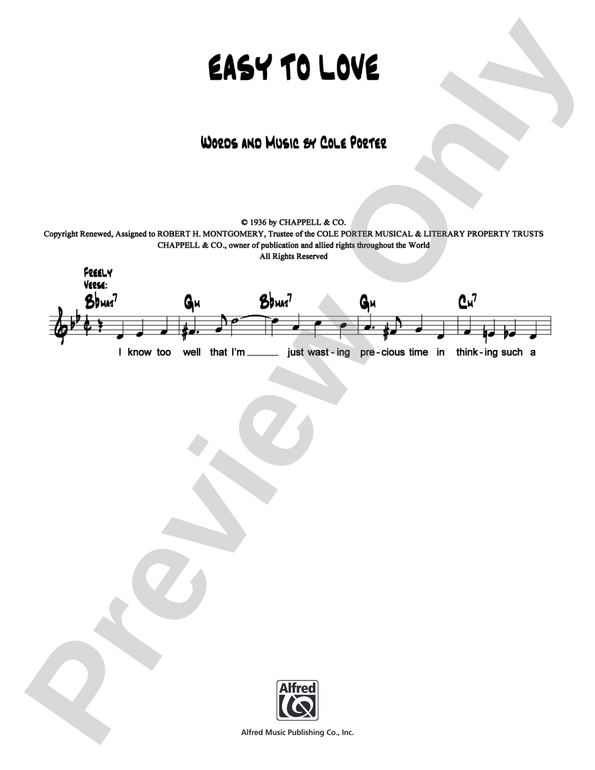 Easy to Love: Lead Sheet Digital Sheet Music