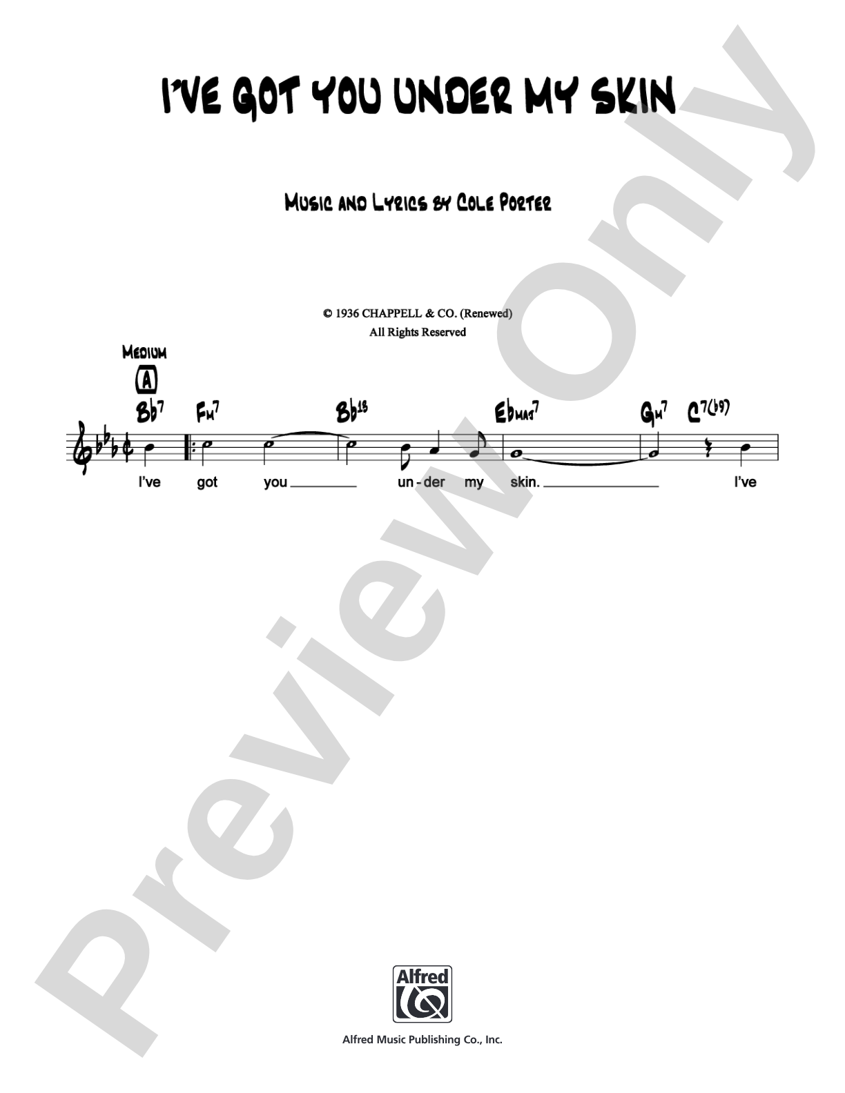I've Got You Under My Skin: Lead Sheet Digital Sheet Music