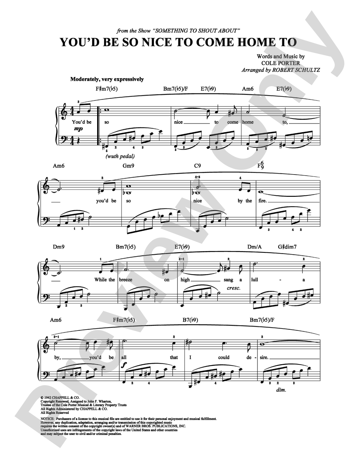 You'd Be So Nice To Come Home To: Piano/Vocal/Chords Digital Sheet Music