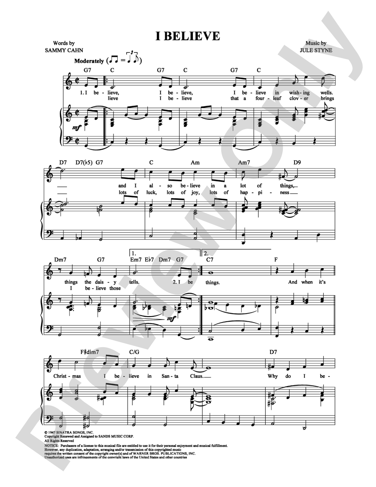 I Believe: Piano/Vocal/Chords Digital Sheet Music