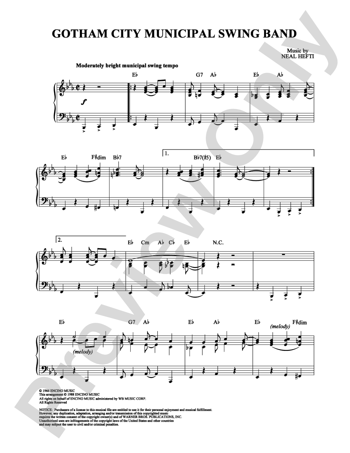 Gotham City Municipal Swing Band: Piano Digital Sheet Music