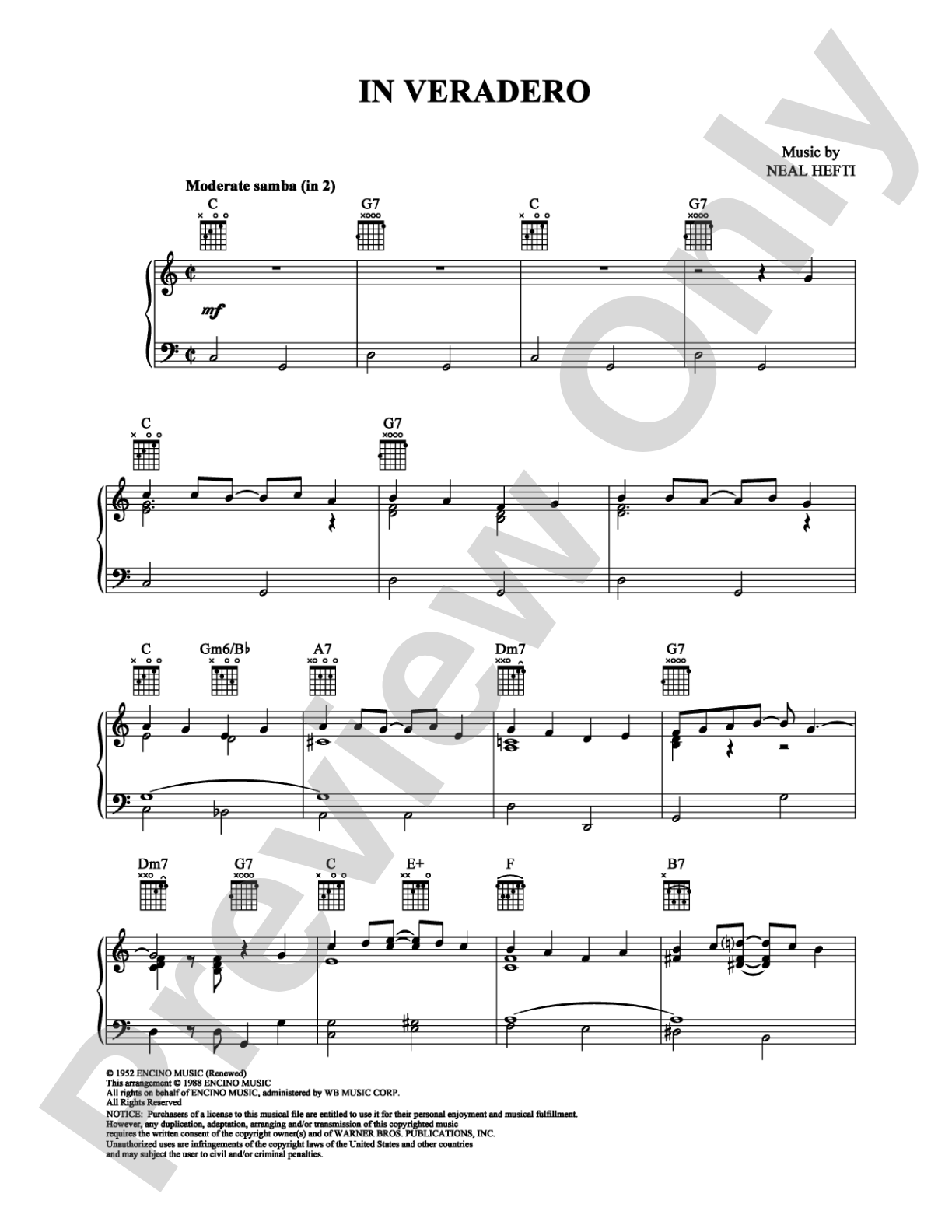 In Veradero: Piano Digital Sheet Music