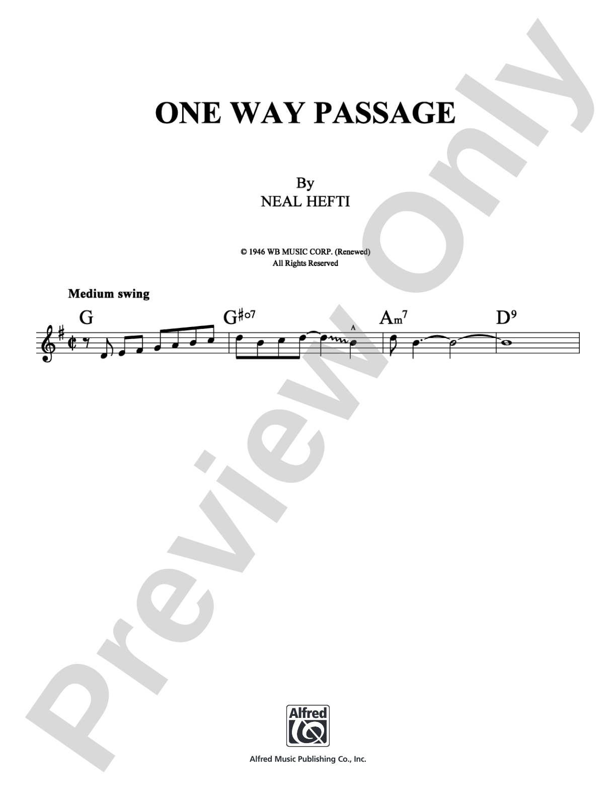 One Way Passage: Lead Sheet Digital Sheet Music