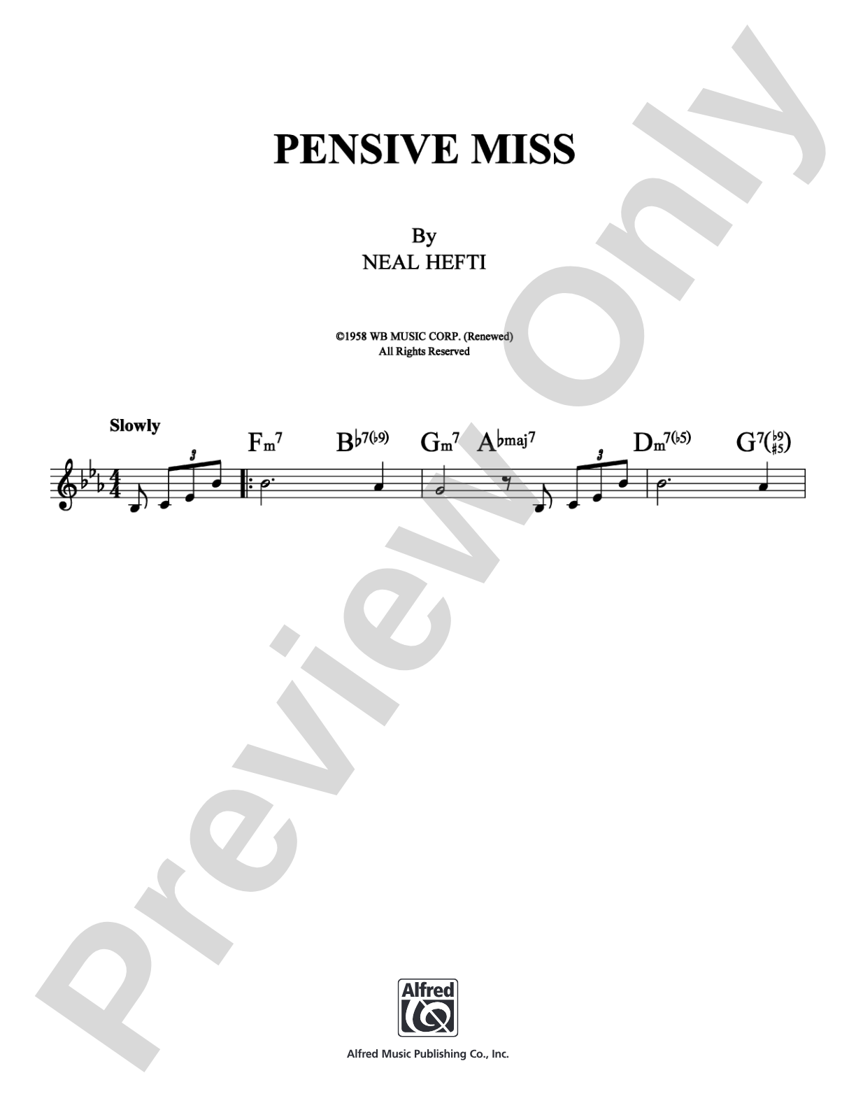 Pensive Miss: Lead Sheet Digital Sheet Music