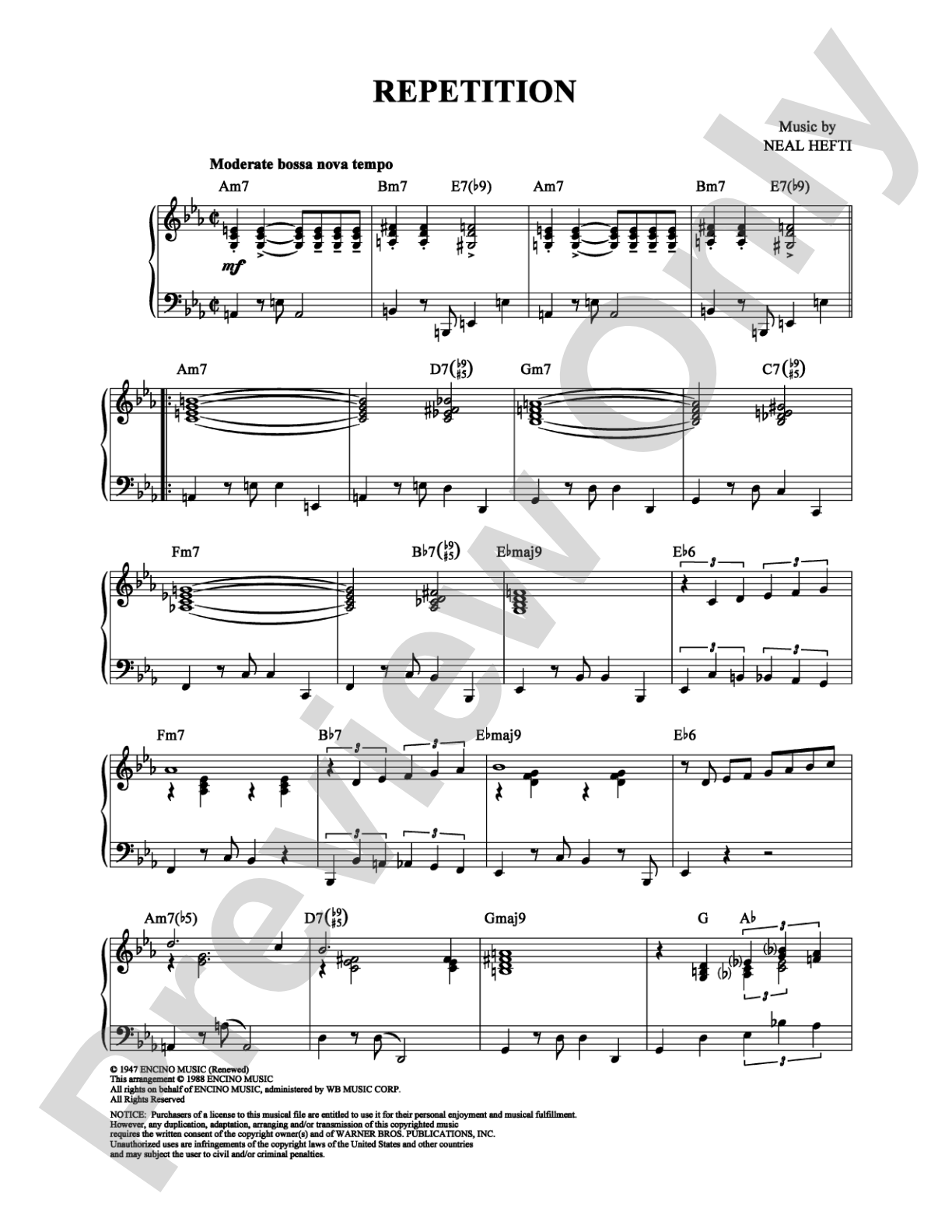 Repetition: Piano Digital Sheet Music