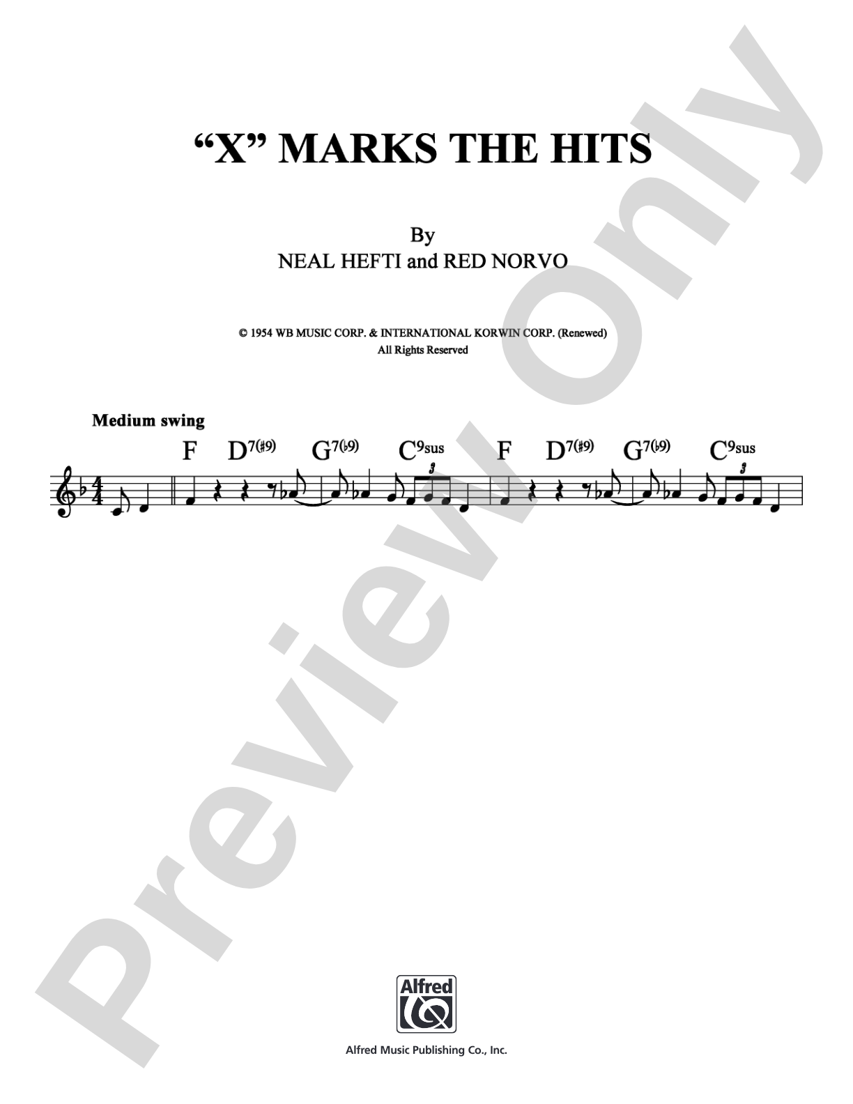 "X" Marks the Hits: Lead Sheet Digital Sheet Music