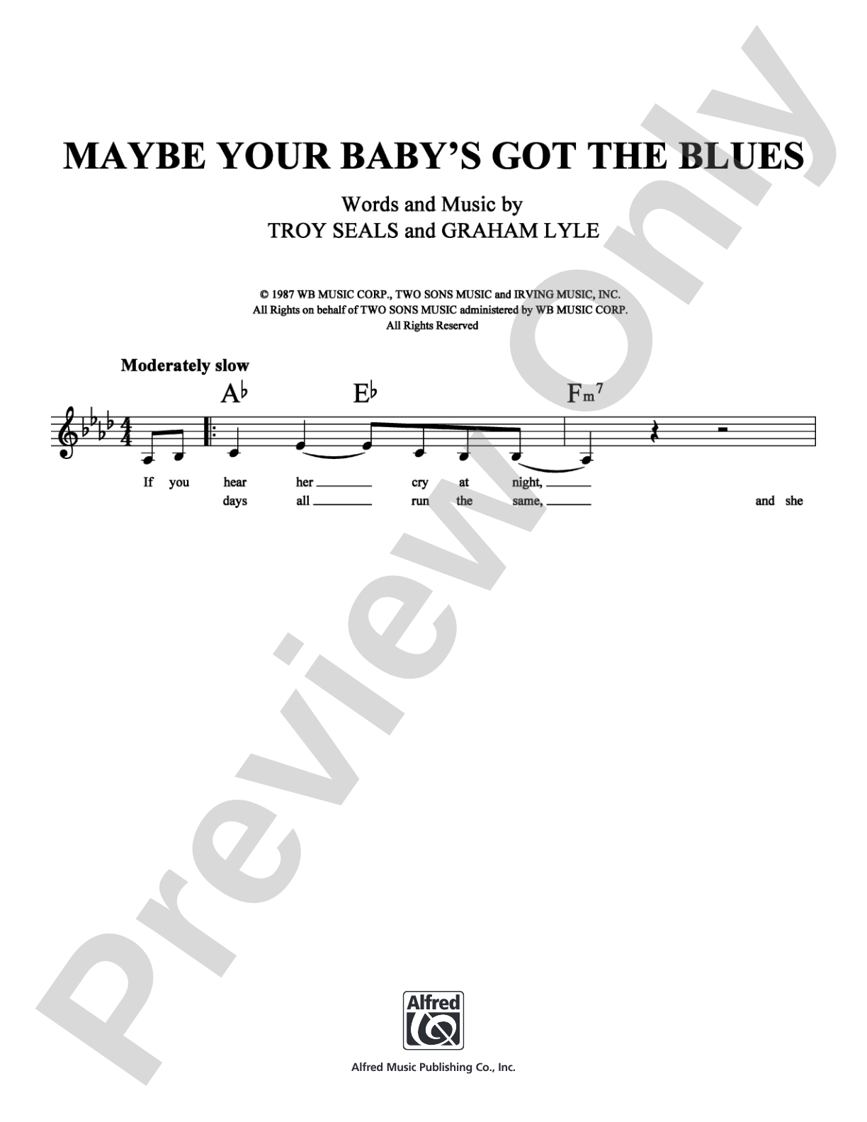 Maybe Your Baby's Got the Blues: Lead Sheet Digital Sheet Music