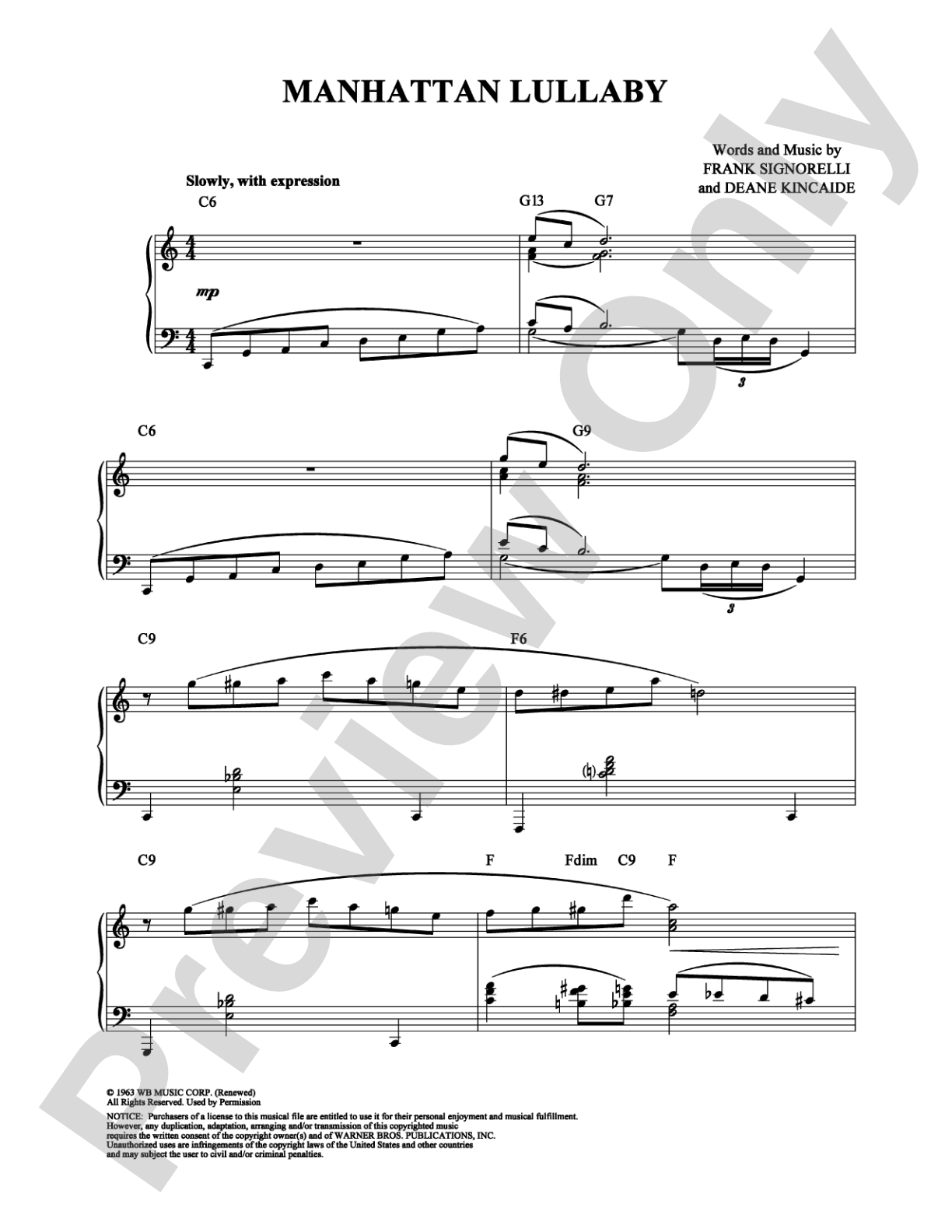 Manhattan Lullaby: Piano Digital Sheet Music