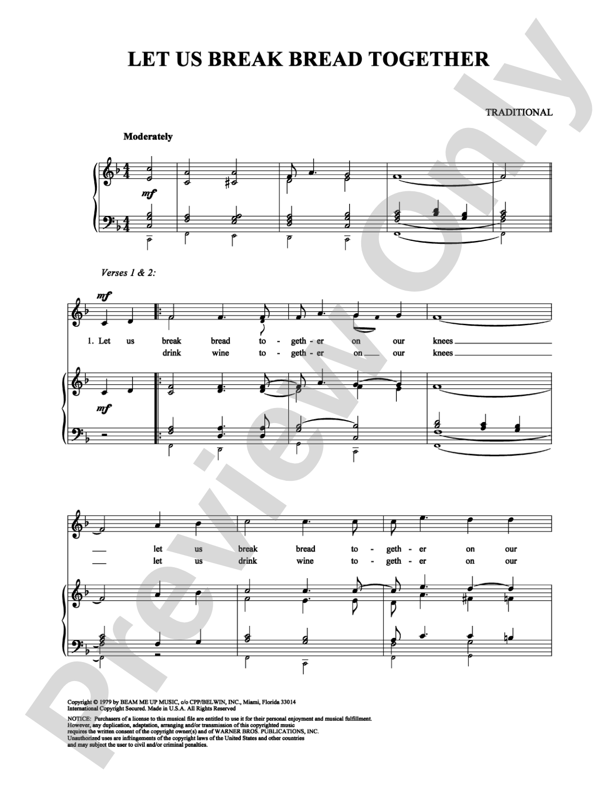 Let Us Break Bread Together: Piano/Vocal/Chords Digital Sheet Music