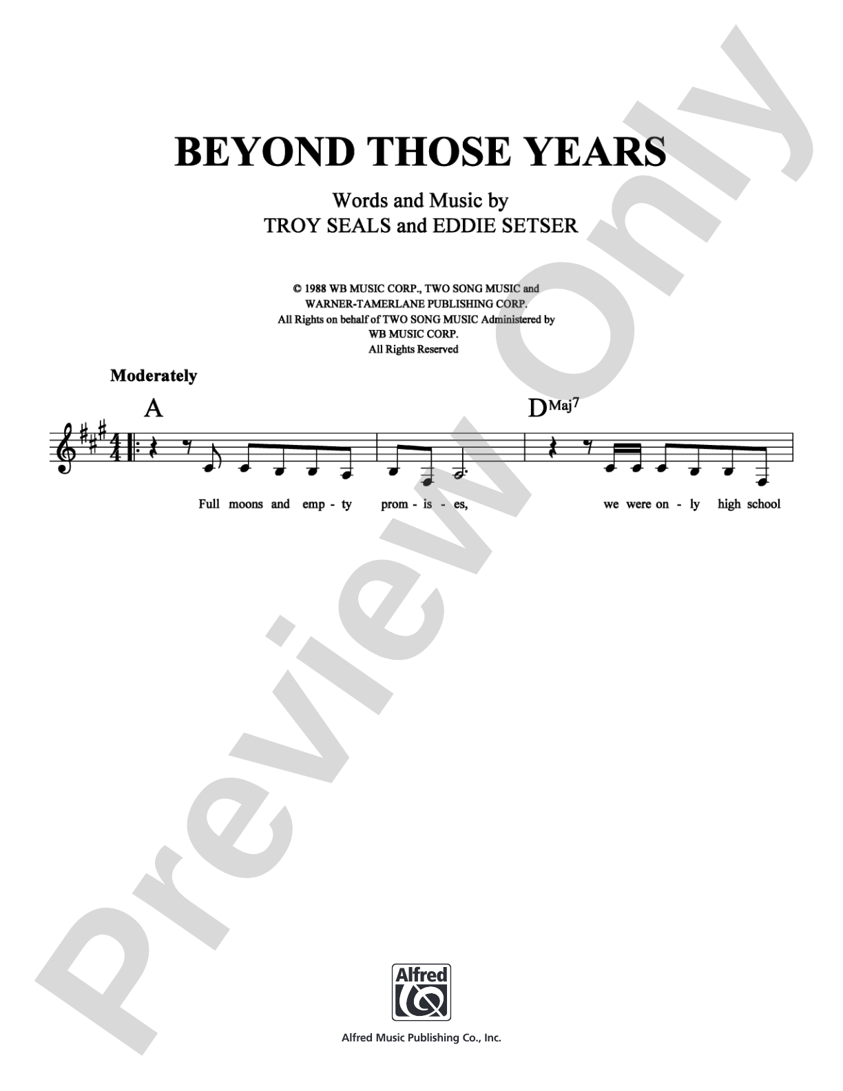 Beyond Those Years: Lead Sheet Digital Sheet Music