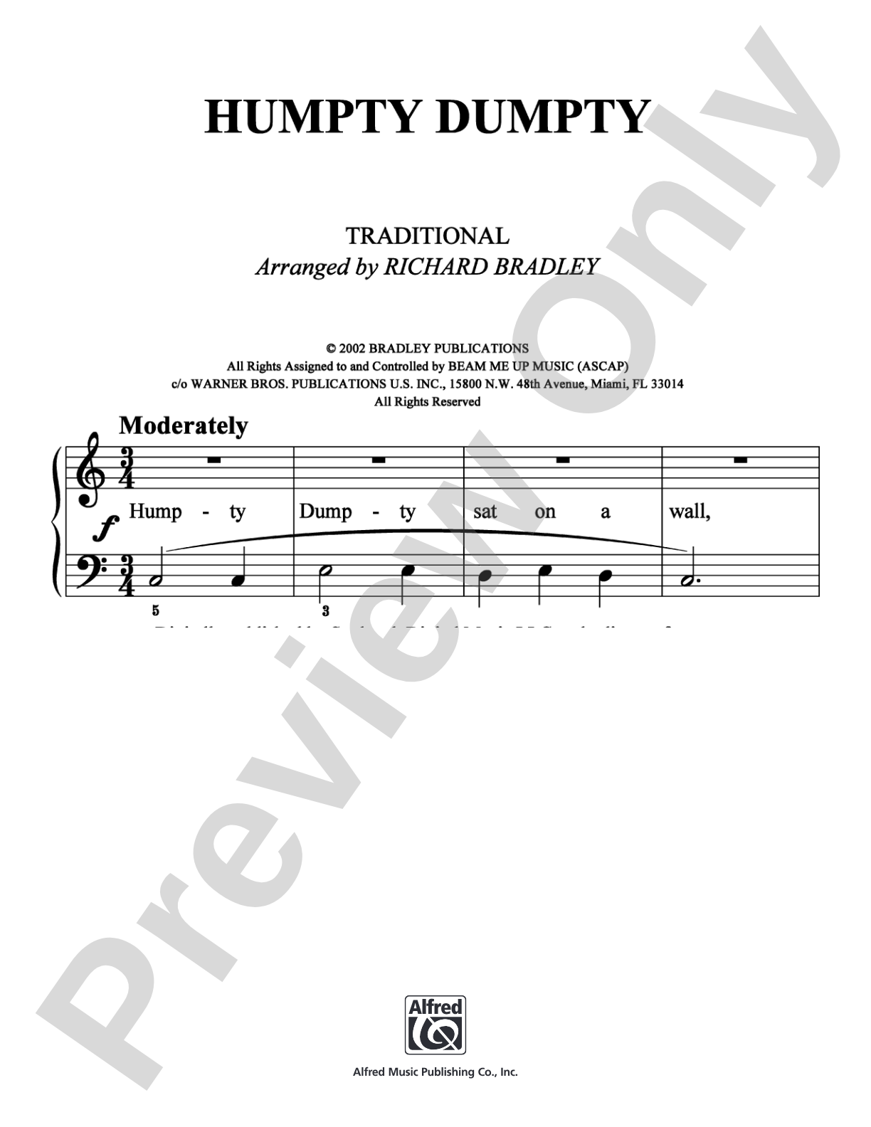 Humpty Dumpty: Easy Piano Digital Sheet Music