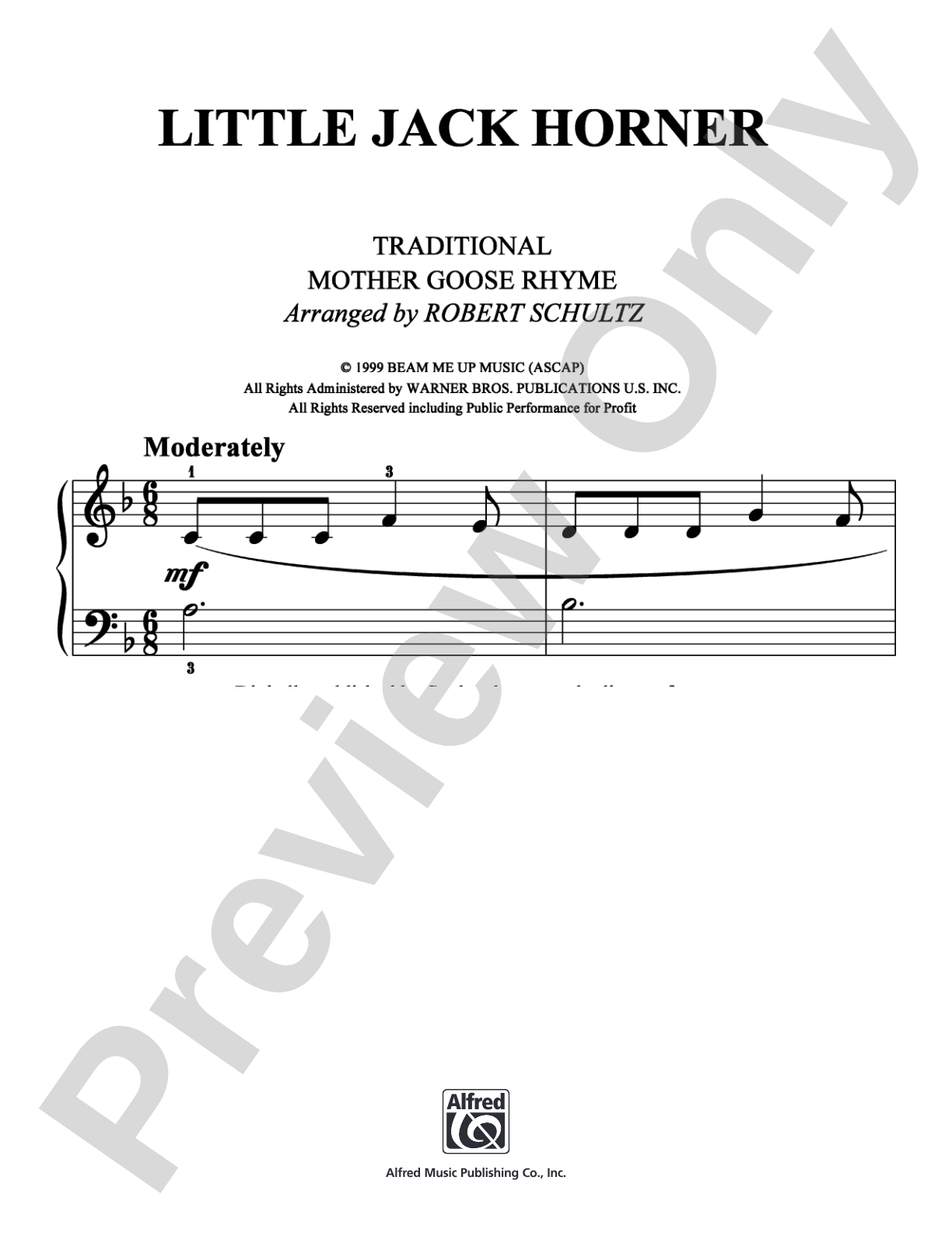 Little Jack Horner: Easy Piano Digital Sheet Music