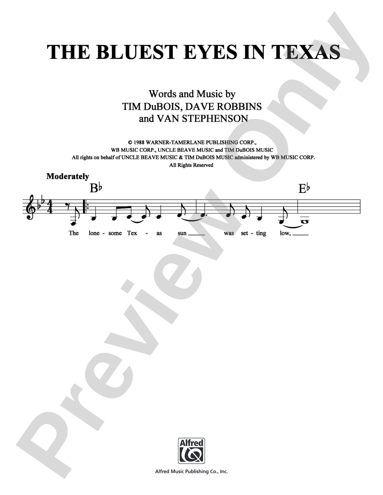 The Bluest Eyes in Texas: Lead Sheet Digital Sheet Music