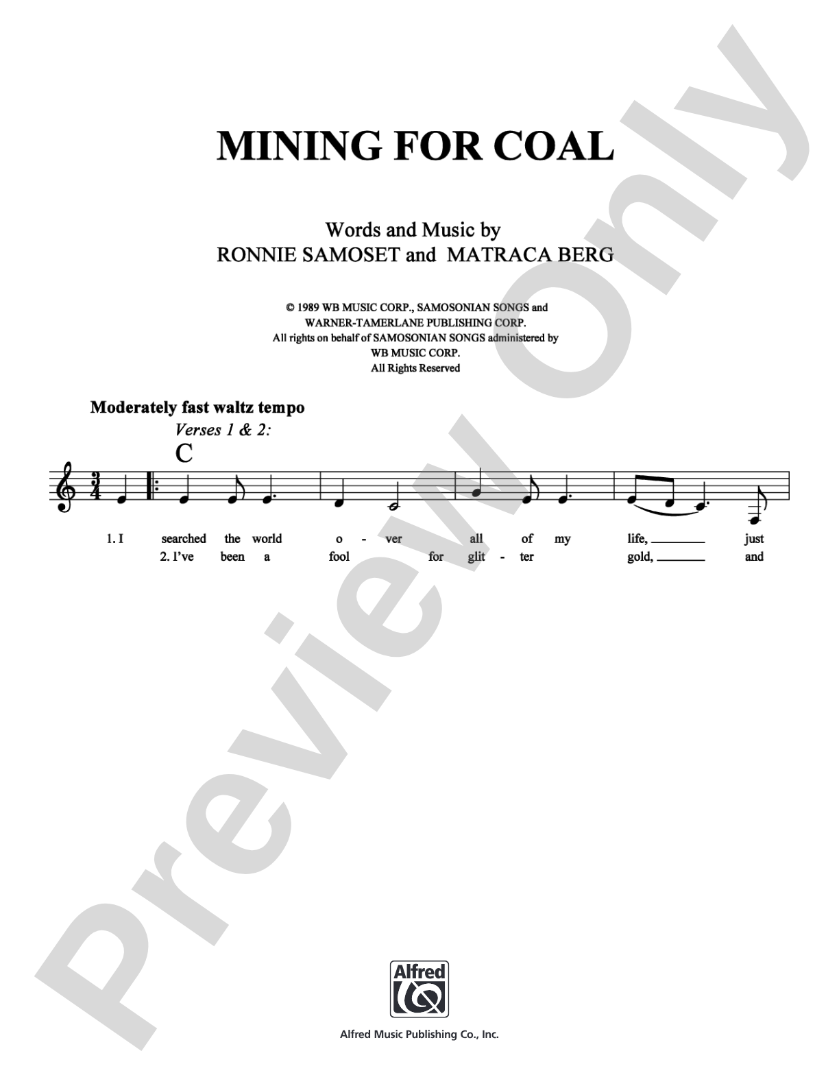 Mining For Coal: Lead Sheet Digital Sheet Music