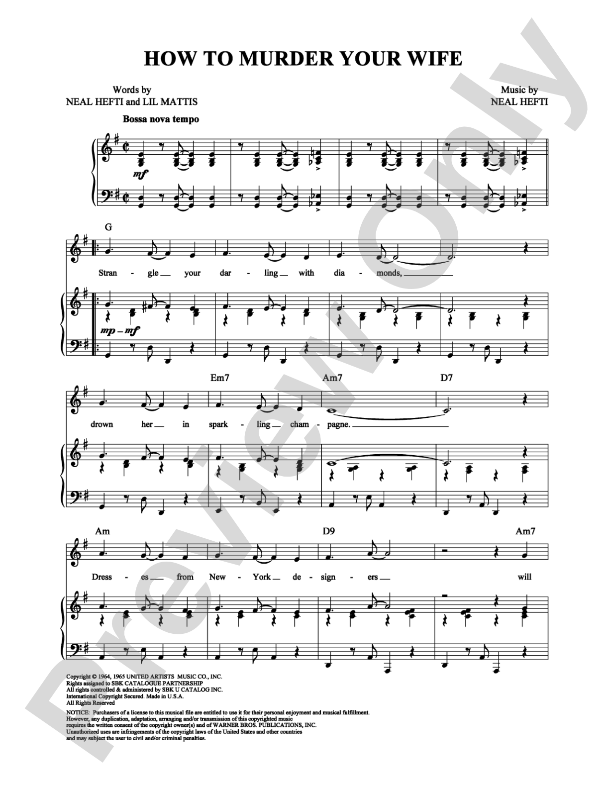 How To Murder Your Wife: Piano/Vocal/Chords Digital Sheet Music