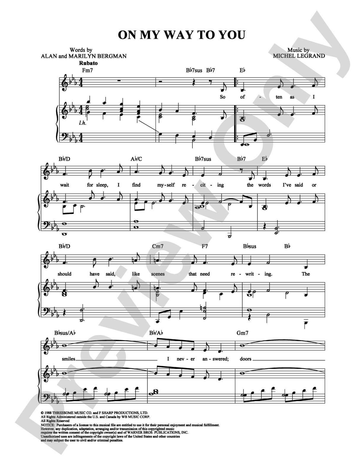 On My Way to You: Piano/Vocal/Chords Digital Sheet Music