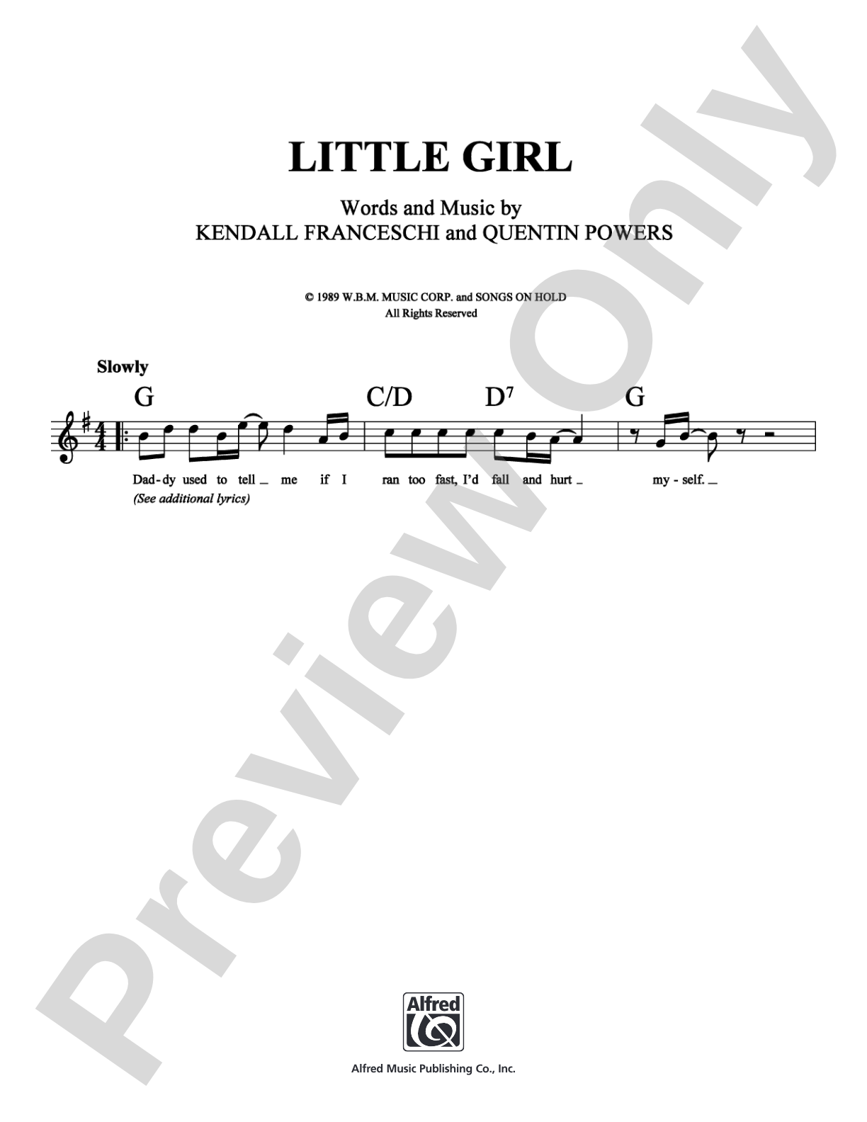 Little Girl: Lead Sheet Digital Sheet Music