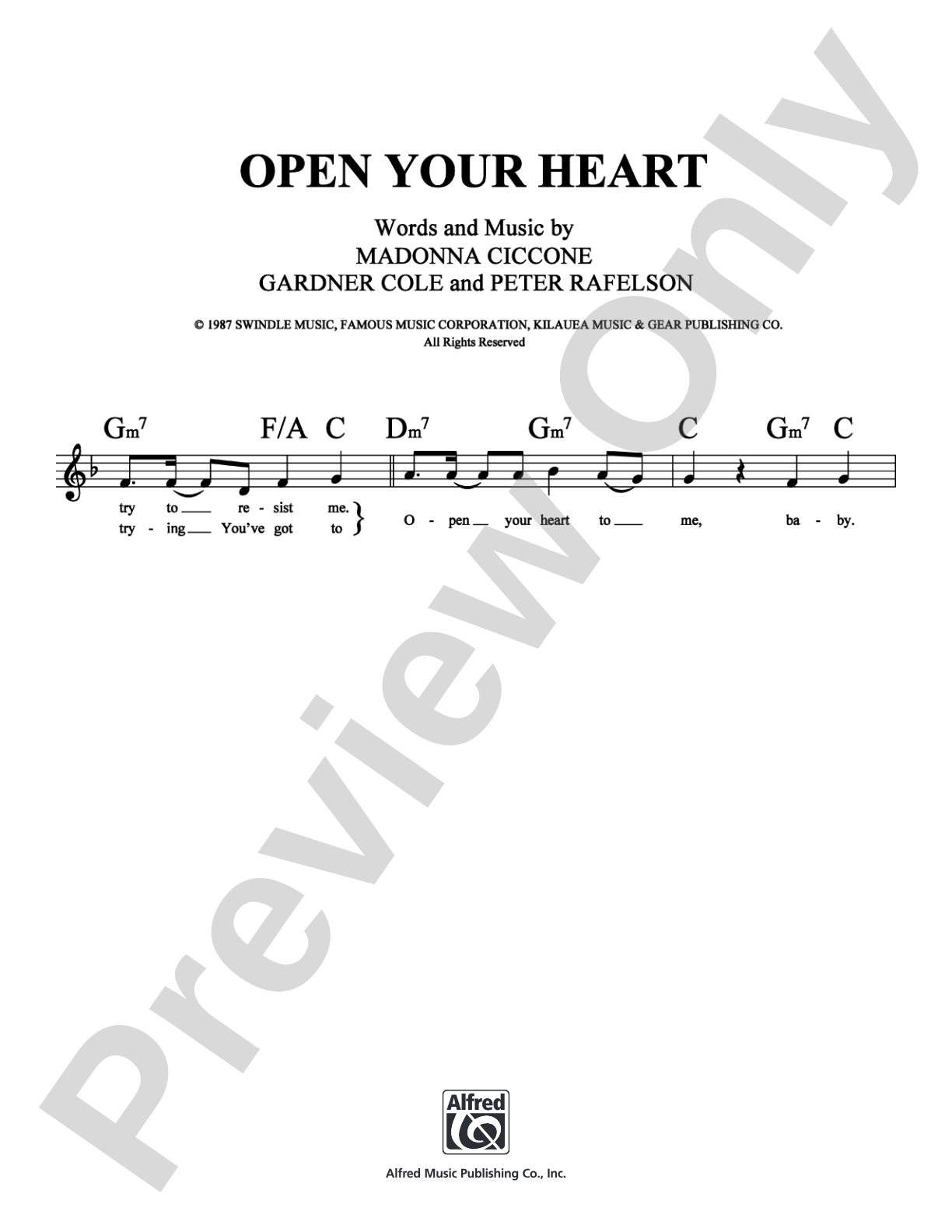 Open Your Heart: Lead Sheet Digital Sheet Music
