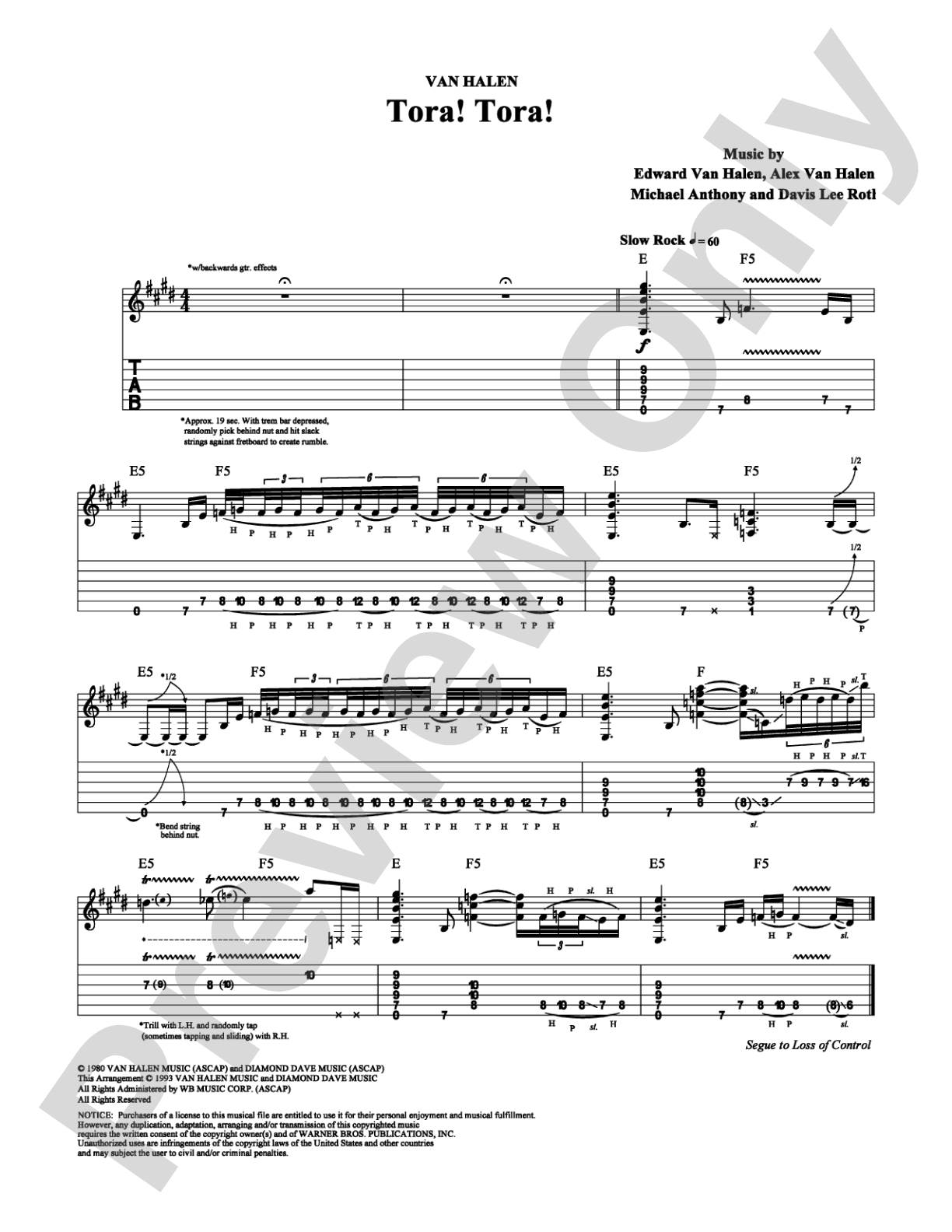 Tora! Tora!: Guitar TAB Digital Sheet Music