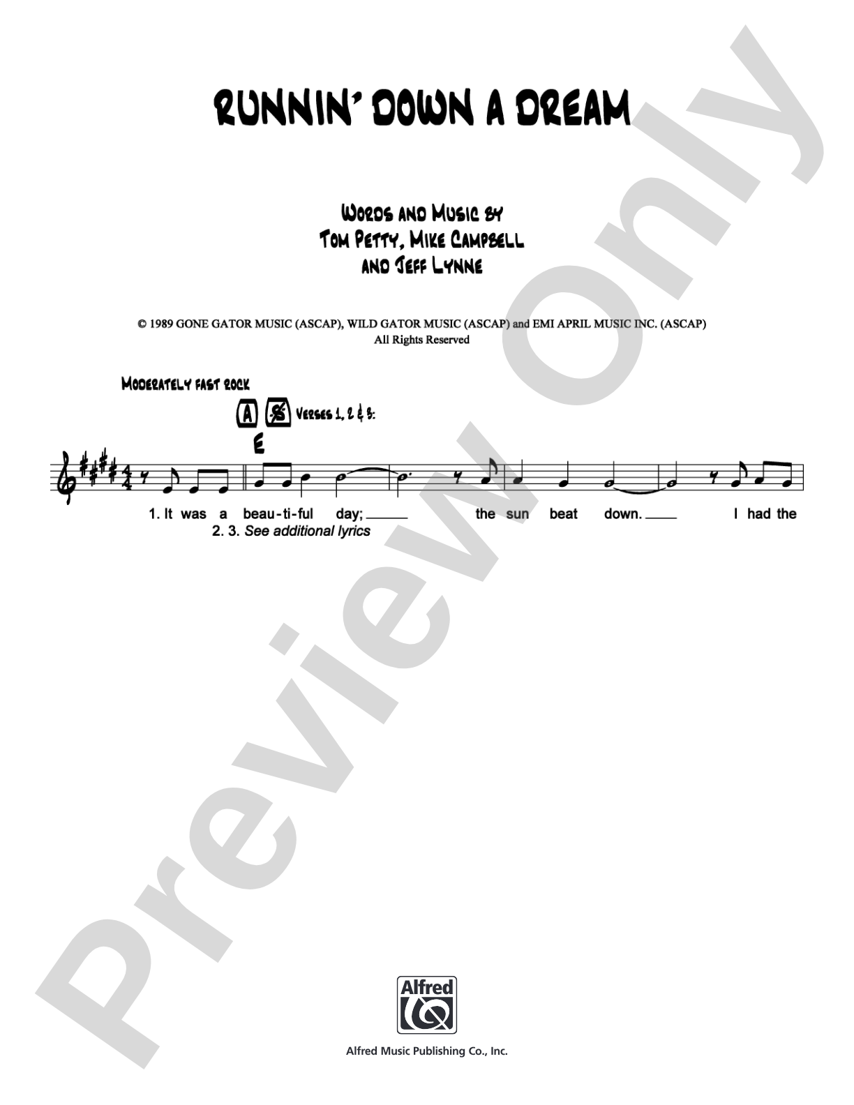 Runnin' Down A Dream: Lead Sheet Digital Sheet Music