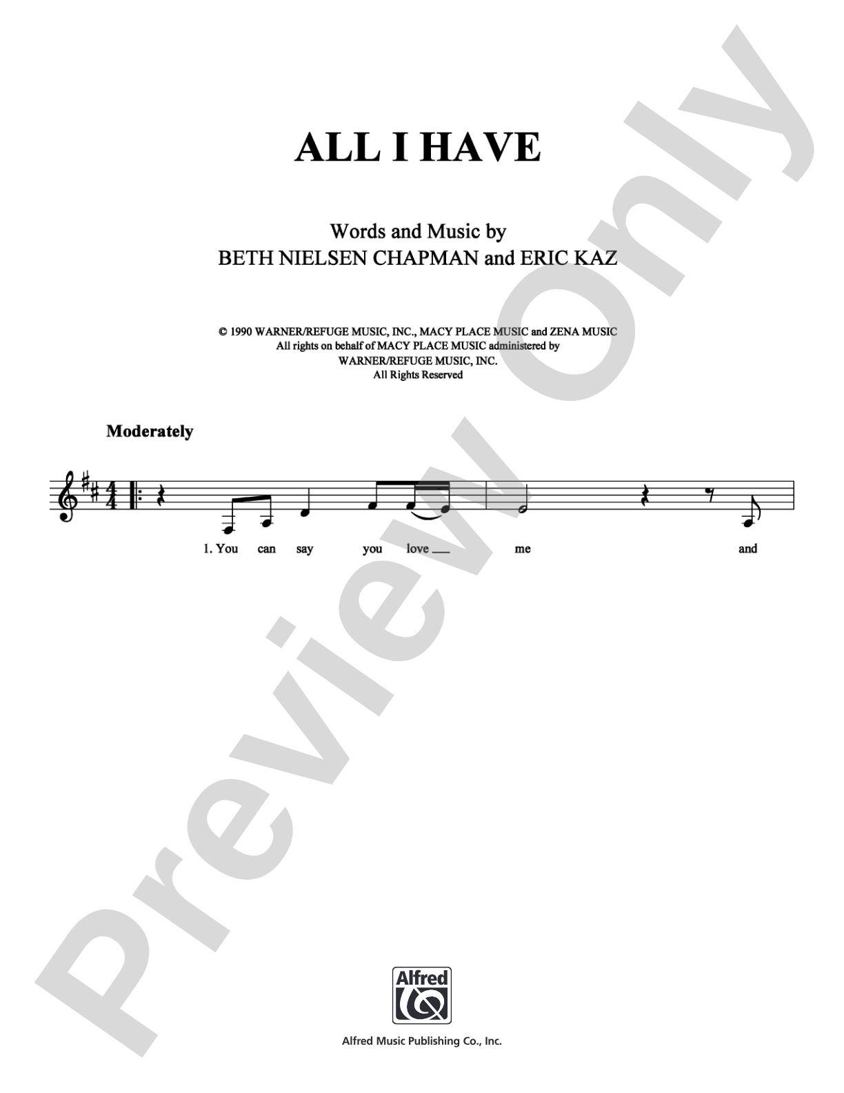 All I Have: Lead Sheet Digital Sheet Music