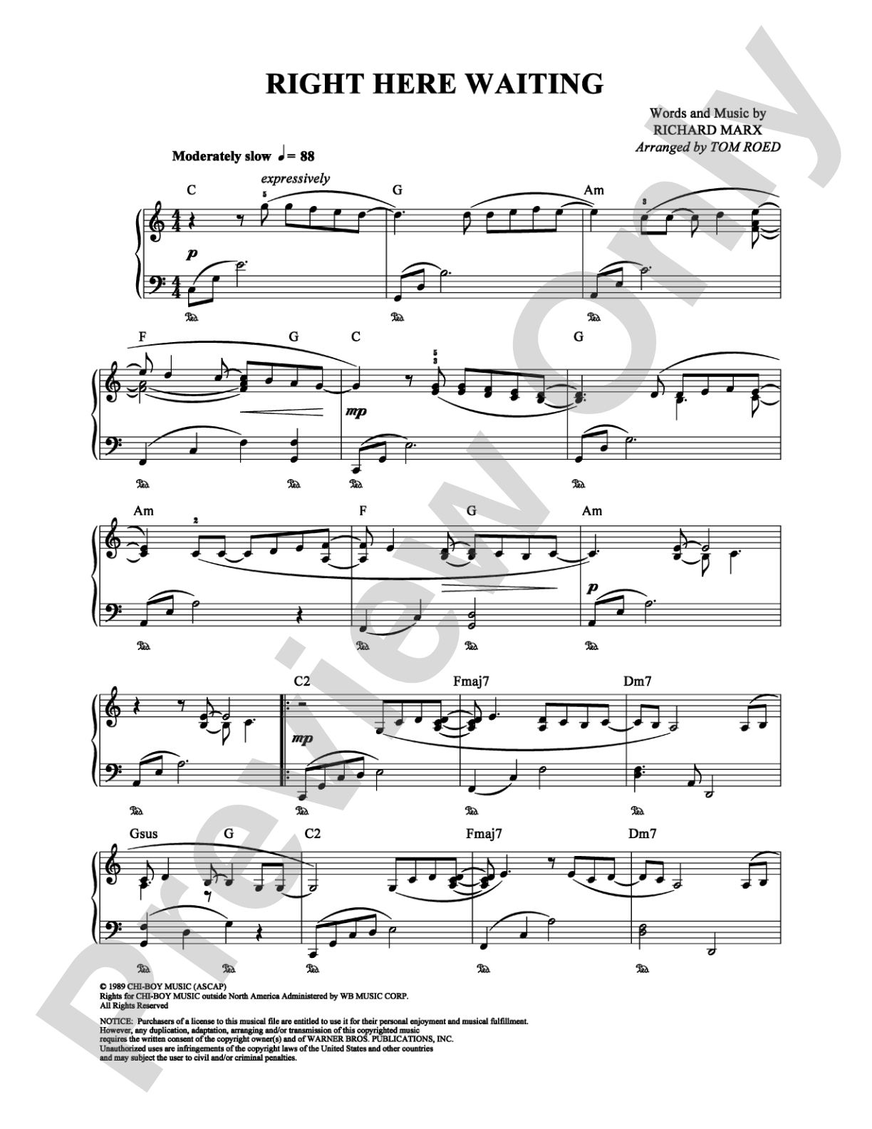 Right Here Waiting: Piano Digital Sheet Music