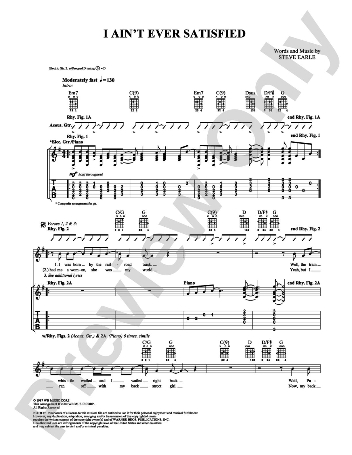 I Ain't Ever Satisfied: Guitar TAB Digital Sheet Music