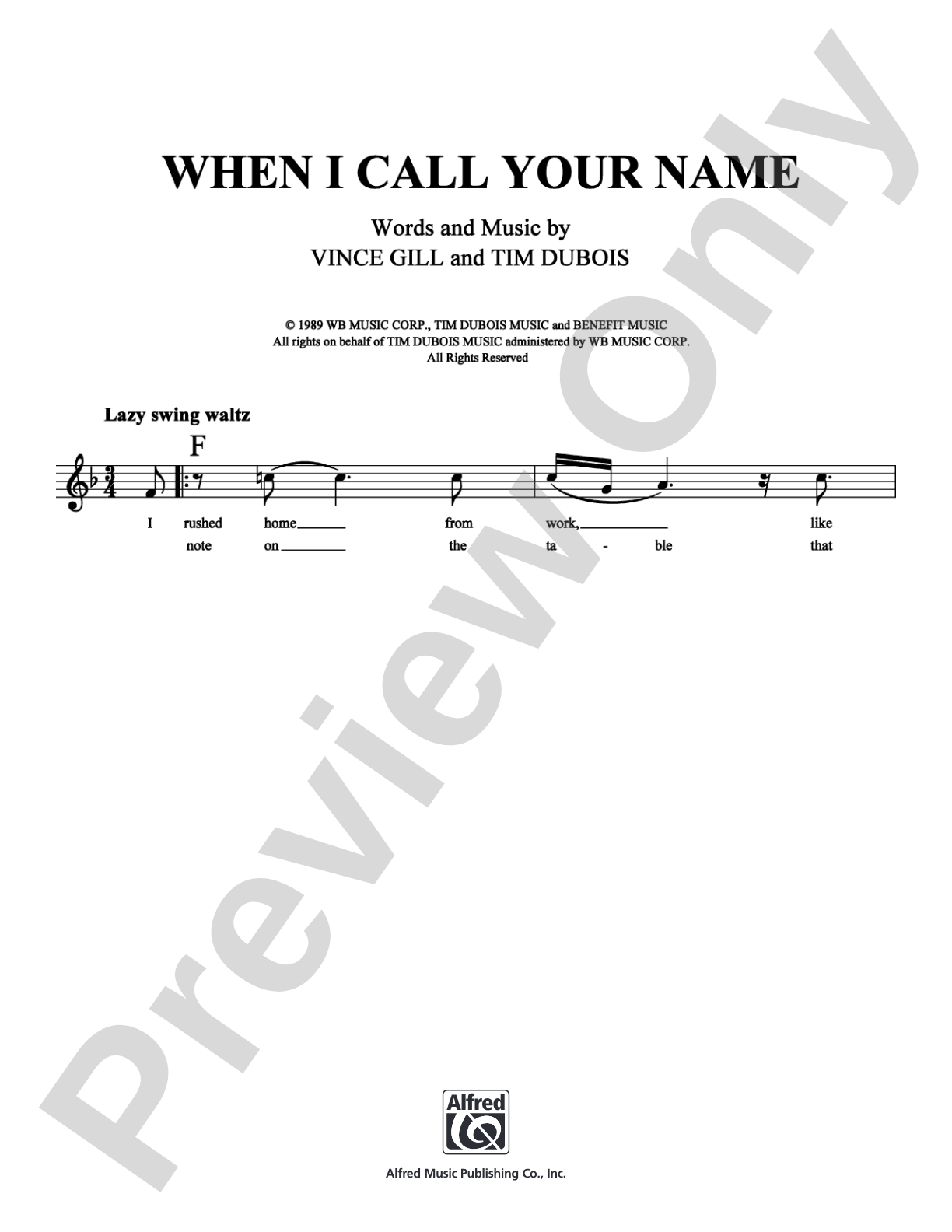 When I Call Your Name: Lead Sheet Digital Sheet Music