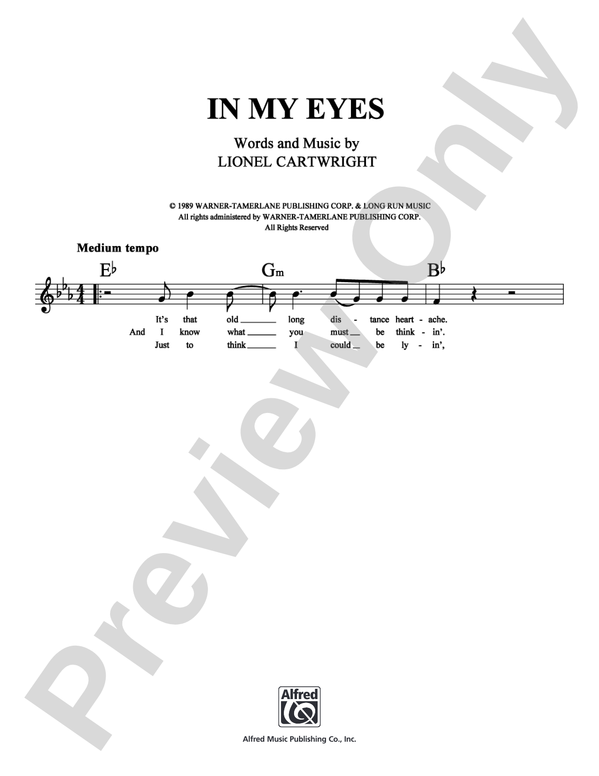 In My Eyes: Lead Sheet Digital Sheet Music