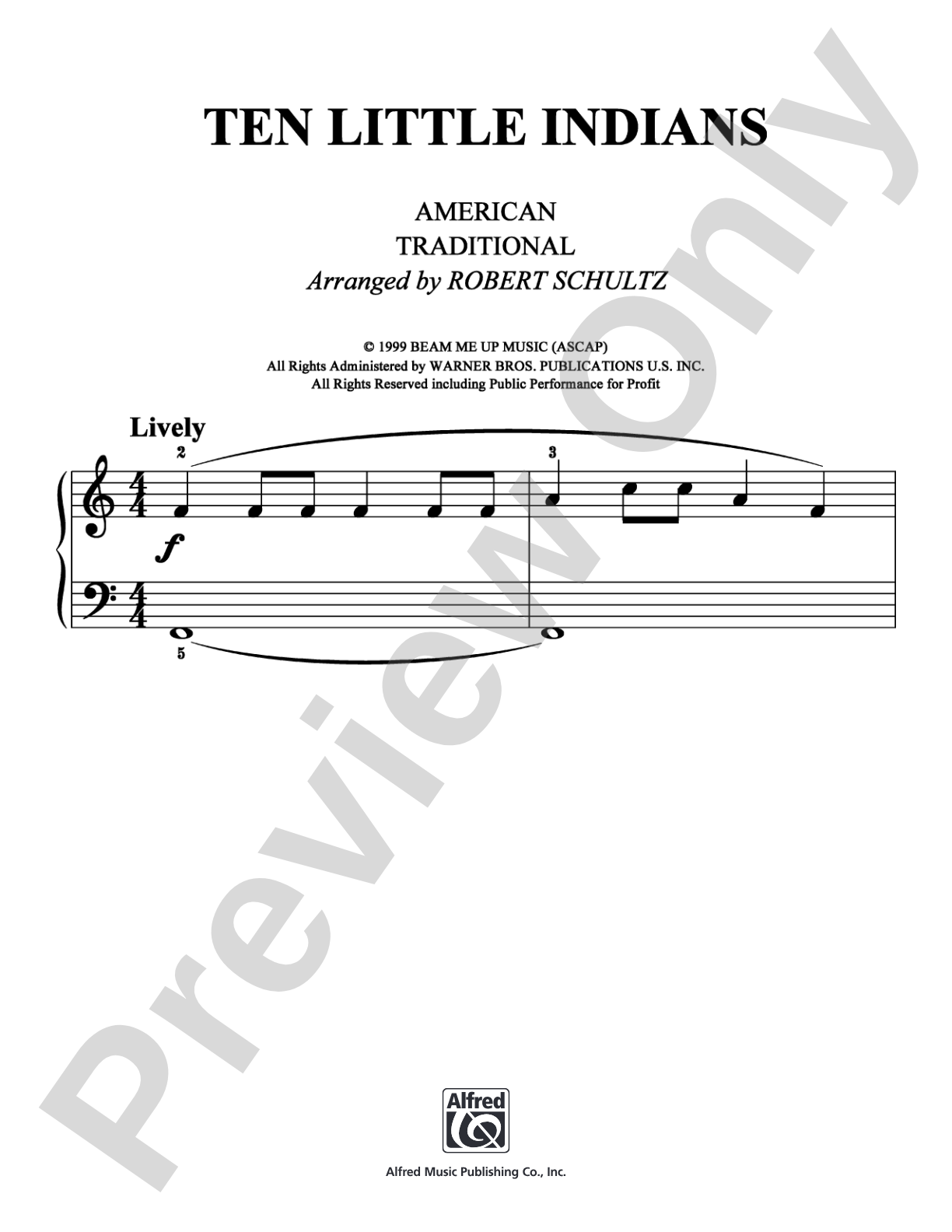 Ten Little Indians: Easy Piano Digital Sheet Music