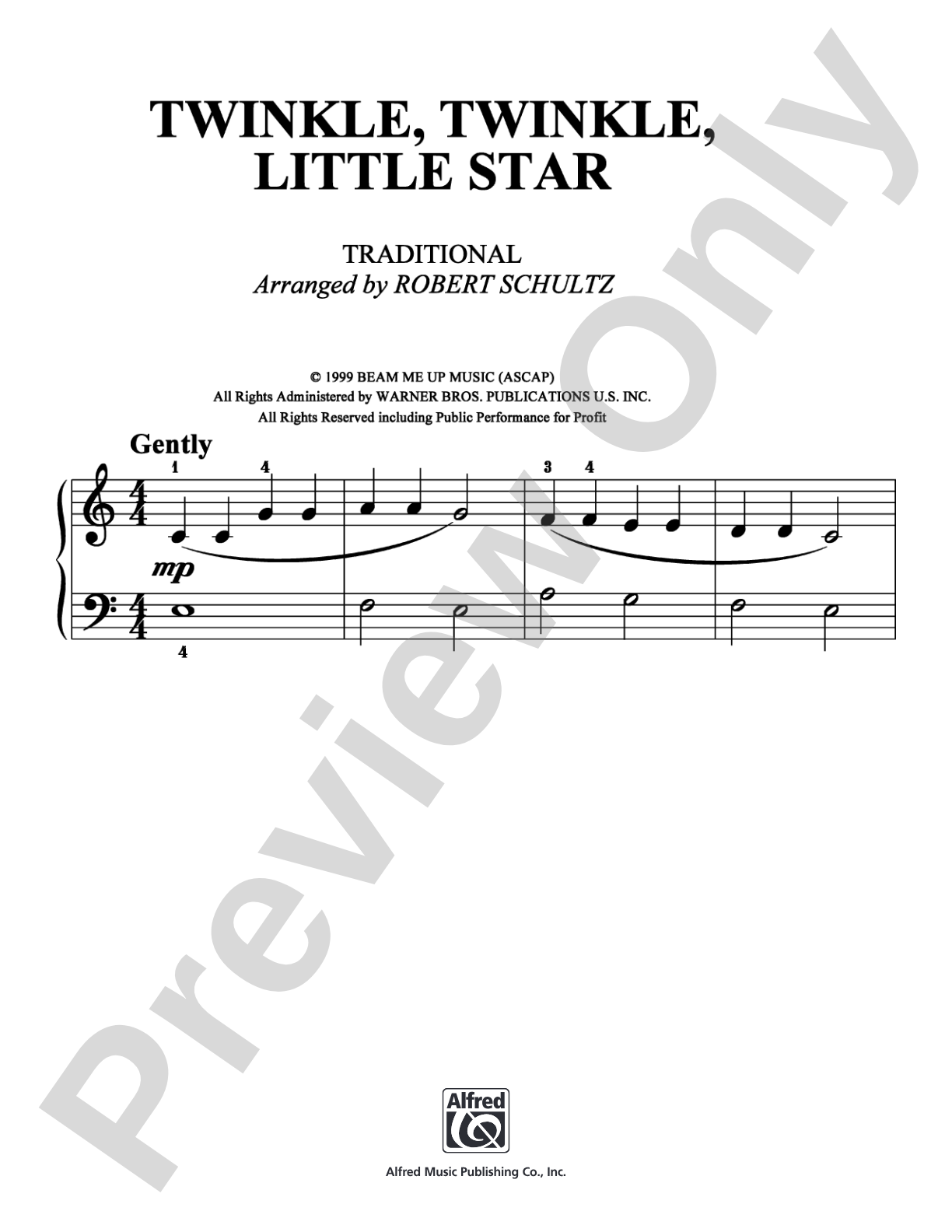 Twinkle, Twinkle, Little Star: Easy Piano Digital Sheet Music