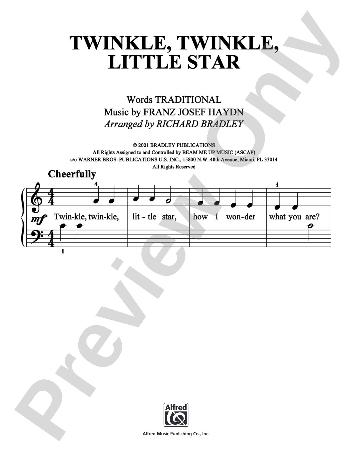 Twinkle, Twinkle, Little Star: Easy Piano Digital Sheet Music